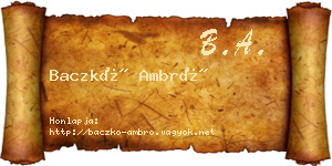 Baczkó Ambró névjegykártya